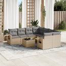 sofasæt til haven 9 dele med hynder polyrattan beige