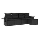 sofasæt til haven 5 dele med hynder polyrattan sort