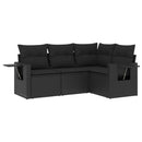 sofasæt til haven 4 dele med hynder polyrattan sort