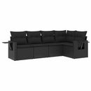 sofasæt til haven 5 dele med hynder polyrattan sort
