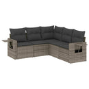 sofasæt 5 dele med hynder polyrattan grå