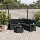 sofasæt til haven 6 dele med hynder polyrattan sort