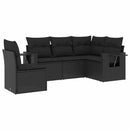 sofasæt til haven 5 dele med hynder polyrattan sort