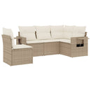 sofasæt til haven 5 dele med hynder polyrattan beige