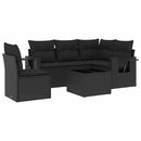 sofasæt til haven 6 dele med hynder polyrattan sort