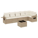 sofasæt til haven 7 dele med hynder polyrattan beige