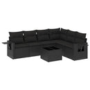 sofasæt til haven 7 dele med hynder polyrattan sort