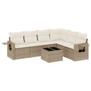 sofasæt til haven 7 dele med hynder polyrattan beige