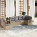 sofasæt til haven 6 dele med hynder polyrattan beige