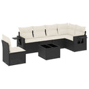 sofasæt til haven 7 dele med hynder polyrattan sort