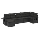 sofasæt til haven 7 dele med hynder polyrattan sort