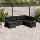 sofasæt til haven 7 dele med hynder polyrattan sort