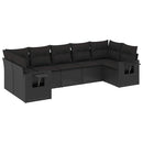 sofasæt til haven 7 dele med hynder polyrattan sort