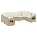 sofasæt til haven 9 dele med hynder polyrattan beige