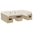sofasæt til haven 10 dele med hynder polyrattan beige