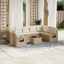 sofasæt til haven 10 dele med hynder polyrattan beige