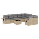 sofasæt til haven 10 dele med hynder polyrattan beige