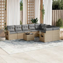 sofasæt til haven 10 dele med hynder polyrattan beige