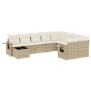sofasæt til haven 10 dele med hynder polyrattan beige