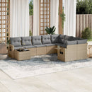 sofasæt til haven 10 dele med hynder polyrattan beige