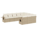 sofasæt til haven 10 dele med hynder polyrattan beige