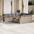 sofasæt til haven 11 dele med hynder polyrattan beige