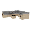 sofasæt til haven 11 dele med hynder polyrattan beige