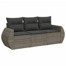 havesofasæt 3 dele med hynder polyrattan grå