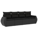sofasæt til haven 4 dele med hynder polyrattan sort
