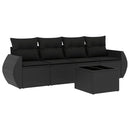 sofasæt til haven 5 dele med hynder polyrattan sort