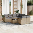 sofasæt til haven 9 dele med hynder polyrattan beige