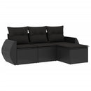 sofasæt til haven 4 dele med hynder polyrattan sort