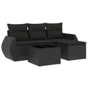 sofasæt til haven 5 dele med hynder polyrattan sort