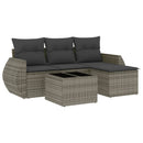 sofasæt 5 dele med hynder polyrattan grå