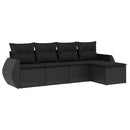 sofasæt til haven 5 dele med hynder polyrattan sort