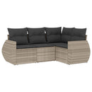 sofasæt til haven 4 dele med hynder polyrattan lysegrå