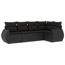 sofasæt til haven 5 dele med hynder polyrattan sort