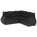 sofasæt til haven 5 dele med hynder polyrattan sort
