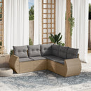sofasæt til haven 5 dele med hynder polyrattan beige