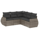 sofasæt 5 dele med hynder polyrattan grå