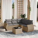 sofasæt til haven 6 dele med hynder polyrattan beige