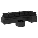 sofasæt til haven 7 dele med hynder polyrattan sort