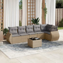 sofasæt til haven 7 dele med hynder polyrattan beige