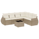 sofasæt til haven 7 dele med hynder polyrattan beige