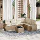 sofasæt til haven 7 dele med hynder polyrattan beige