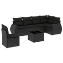 sofasæt til haven 7 dele med hynder polyrattan sort