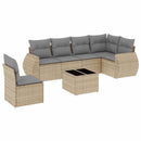 sofasæt til haven 7 dele med hynder polyrattan beige