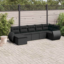 sofasæt til haven 7 dele med hynder polyrattan sort