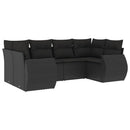 sofasæt til haven 6 dele med hynder polyrattan sort