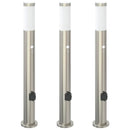 pullertlamper med sensor og stikkontakt 3 stk. 80 cm rustfrit stål IP44